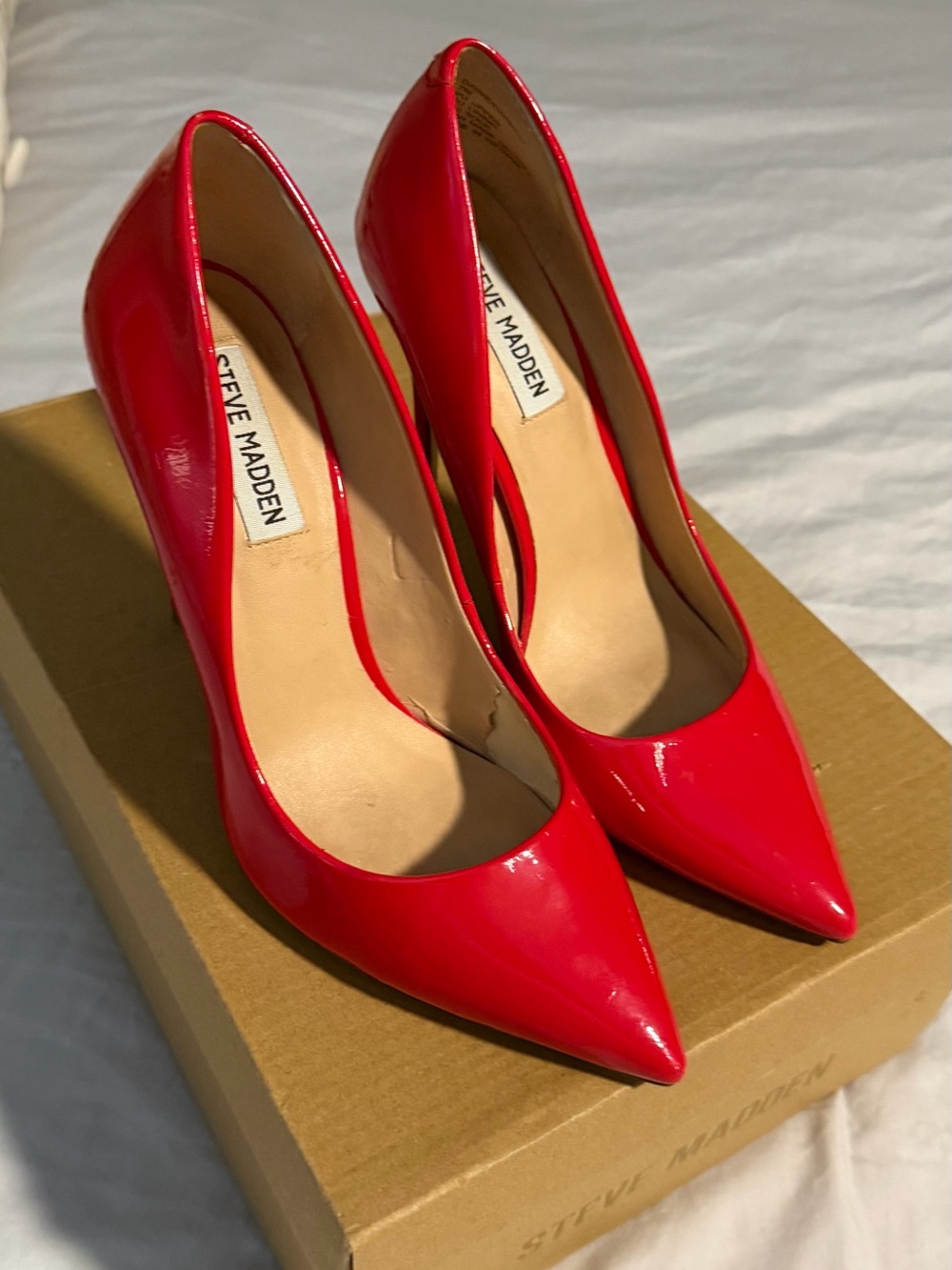 Steve Madden Red Patent Pointed Toe Pumps